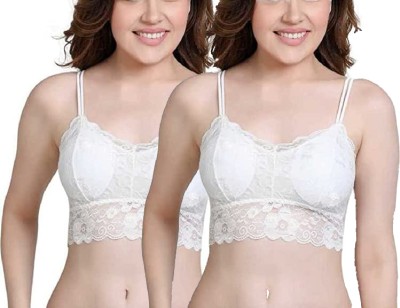 Uv Creation Women Bralette Lightly Padded Bra(White, White)