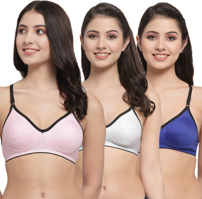Docare M2Mino Women T-Shirt Non Padded Bra(Pink, White, Dark Blue)