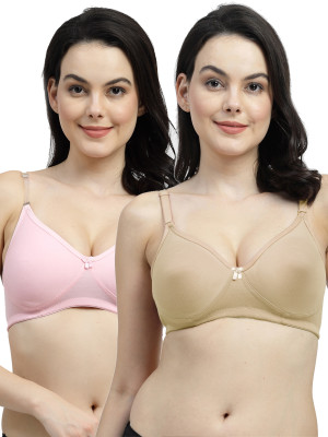 Shyam Sons FLAIR NWFemina Double Layered Cup Women T-Shirt Non Padded Bra(Pink, Beige)