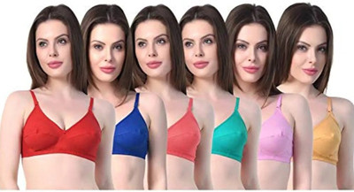PIYURZ Pack of.6 nonpeded bra combo Women Full Coverage Non Padded Bra(Multicolor)