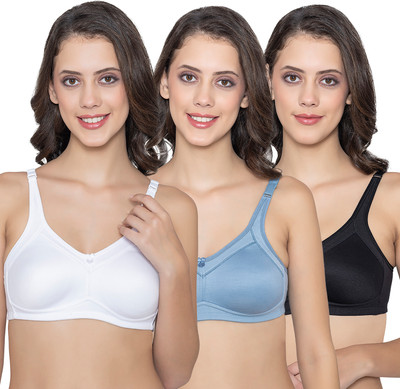 kalyani Martin Non-Padded Seamless Cups Moulded Bras with Cushioned Straps | Pack of 3 Women Everyday Non Padded Bra(Blue)