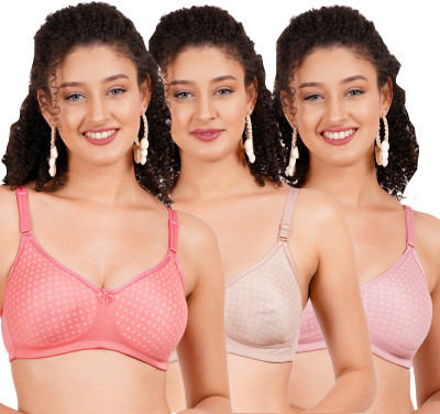 FigureFit MistyMould Women T-Shirt Non Padded Bra(Red, Brown, Pink)