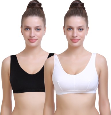 Maroon Women Sports Non Padded Bra(Black, White)