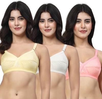 LILY ihskaneem Women Minimizer Non Padded Bra(Yellow, White, Red)