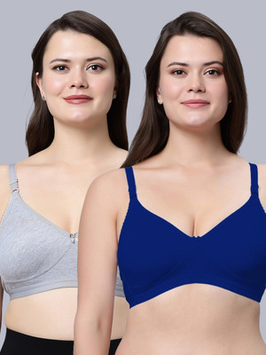 Eden EDENBRA08GREYROYALBLUE Women T-Shirt Non Padded Bra(Grey, Blue)