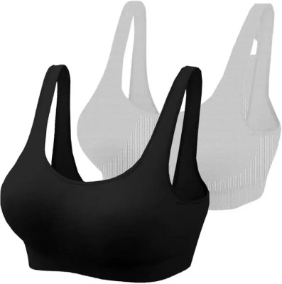 PTELRA ECAIR204 Women Sports Non Padded Bra(Black, Grey)