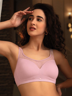 SOIE Woman's Full Coverage Padded Non Wired Bra Women Everyday Lightly Padded Bra(Pink)