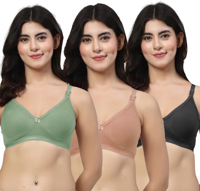LILY ithsird Moulded Minimizer Women T-Shirt Non Padded Bra(Green, Black, Brown)