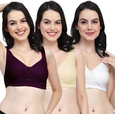 COLLEGE GIRL CG1214Mino Women Minimizer Non Padded Bra(Purple, Beige, White)