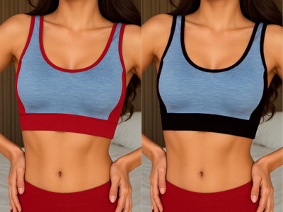 ZUBI DUBI FASHION Stylish U-Neck Padded Sports Bra for Women | Comfortable Gym & Yoga Wear Women Sports Non Padded Bra(Multicolor)