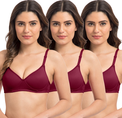 KOMLI Komli Seamless Medium Padded Full Coverage Cotton Rich Padded Bra Women T-Shirt Lightly Padded Bra(Maroon)