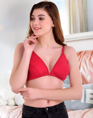 Zatanna Women Front Open Non Padded Cotton Bra Women Everyday Non Padded Bra(Pink)