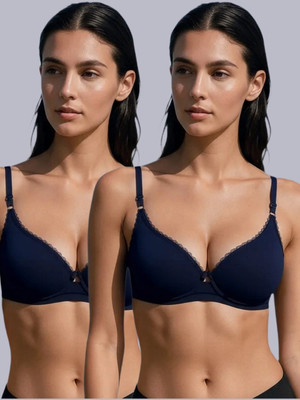 Eden Women T-Shirt Heavily Padded Bra(Blue)