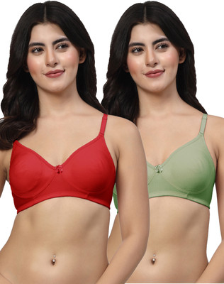 LILY akinos Women T-Shirt Non Padded Bra(Maroon, Green)