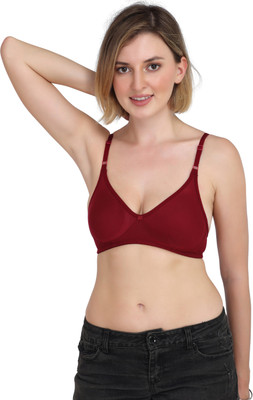 Aimly Aimly Women's Spandex Non-Padded Non-Wired Mid coverage Regular Bra Maroon 32 Women T-Shirt Non Padded Bra(Maroon)