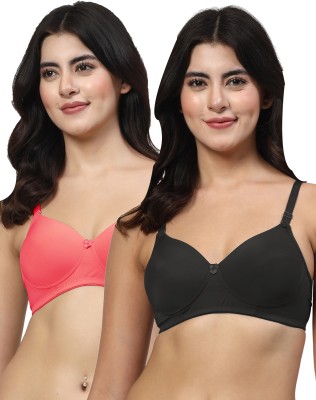 LILY Dapyklis Women T-Shirt Lightly Padded Bra(Pink, Black)