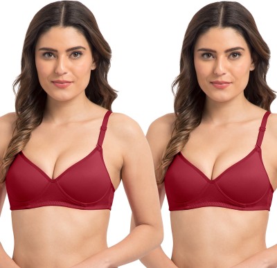 KOMLI Komli Seamless Medium Padded Full Coverage Cotton Rich Padded Bra Women T-Shirt Lightly Padded Bra(Maroon)