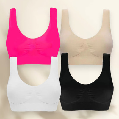 MOSSMOOR FREE SIZE Women Sports Non Padded Bra(Multicolor)