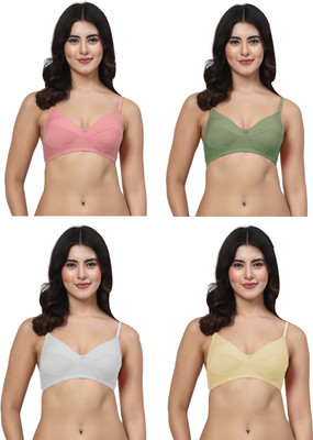 LILY manoop Women Everyday Non Padded Bra(Pink, Green, Beige, White)