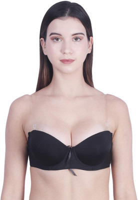 FANDOM 4U Transparent Backless Padded push-up Bra Women Push-up Lightly Padded Bra(Black)