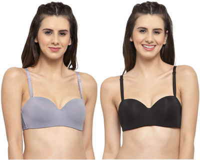 atox T-Shirts Pushup Bra Denim Everyday Women Balconette Lightly Padded Bra(Black, Grey)
