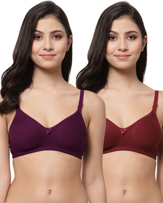 Docare Detachable Strap Women T-Shirt Lightly Padded Bra(Purple, Maroon)