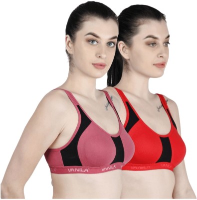 Vanila Women Sports Non Padded Bra(Beige, Red)