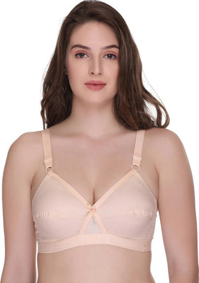 SONA Cross fit Cotton Everyday Full Cup Plus Size Cotton Bra with Side Support Women Minimizer Non Padded Bra(Beige)