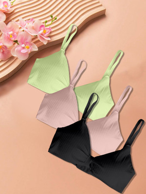 NAGARVEL CREATION 3337-prt-pink-blk-03-28 Women Everyday Lightly Padded Bra(Black)