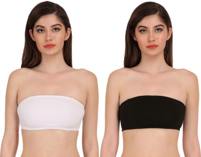 Selfcare Non Padded Strapless Full Coverage Tube Bra Women Bandeau/Tube Non Padded Bra(White, Black)