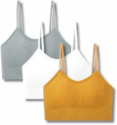 Narogami Unique Desing Women Sports Lightly Padded Bra(Grey, White, Yellow)