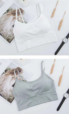 Payal Creation Women Sports Lightly Padded Bra(White, Grey)