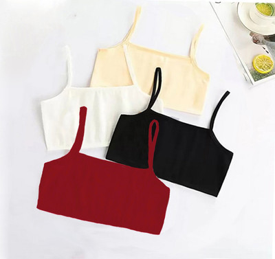 DreamBe Pack of 4 Girls Non Padded full Coverage stretchable sports Bra (Multicolor) Women Sports Non Padded Bra(Multicolor)