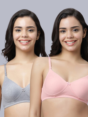 Eden EDEN103GREYPINK Women T-Shirt Non Padded Bra(Grey, Pink)