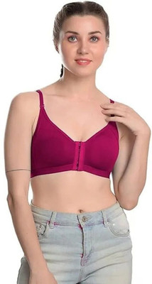 Rudraksh Fashion WOMEN EVERYDAY NON PADDED WIRE FREE FRONT HOOK BRA ( MULTI COLOUR) PACK OF 1 Women Full Coverage Non Padded Bra(Multicolor)