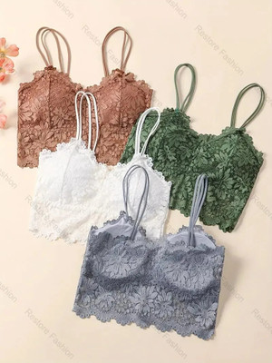Restore Fashion Womens Lightly Padded Lace Bralette Women Everyday Lightly Padded Bra(Multicolor)