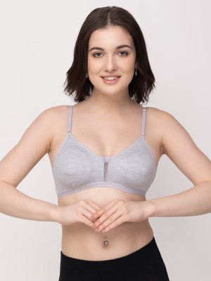 Floret Double Layer Seamless-Cup T-Shirt Bra Non Padded & Medium Coverage Women Everyday Non Padded Bra(Grey)