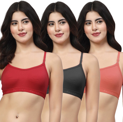 LILY Women Sports Non Padded Bra(Maroon, Black, Red)