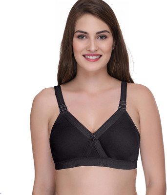 SONA Women's Super Fit Cotton Full Coverage Everyday Plus Size Bra Women Full Coverage Non Padded Bra(Black)