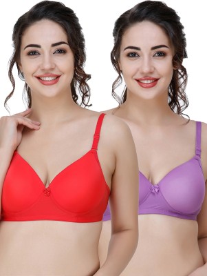 COLLEGE GIRL CGPAD1205-CGPAD1208 Women T-Shirt Lightly Padded Bra(Red, Purple)