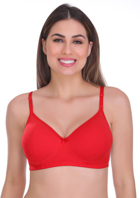 Featherline Jane - |Padded |Full Coverage |Non Wired |Seamless |Transparent Strap Women T-Shirt Lightly Padded Bra(Red)