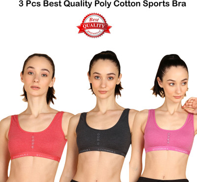 STOGBULL Sports Bra combo pack of 3 Gym Yoga Exercise Running Workout regular daily use Women Sports Non Padded Bra(Red, Black, Pink)