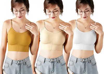 REYCONA PrimePickss Casual Bra Women Cami Bra Lightly Padded Bra(Yellow, Beige, White)