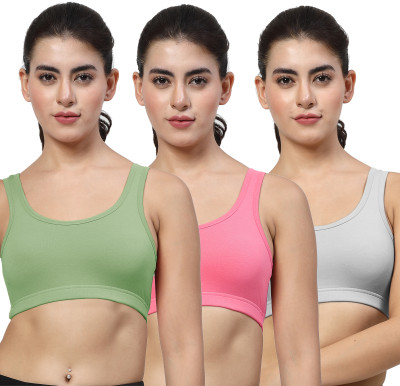 LILY StropsYttak Double Layered Women Sports Non Padded Bra(Green, Pink, Grey)