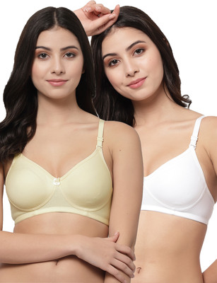 COLLEGE GIRL CG1301 Women T-Shirt Non Padded Bra(Beige, White)