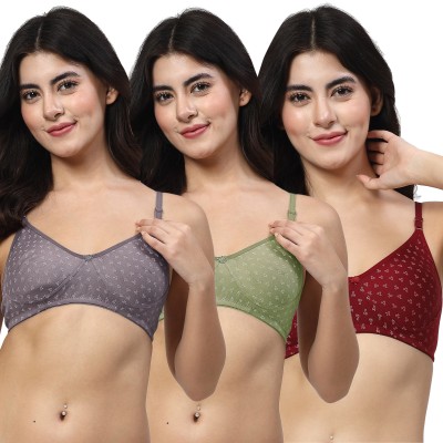 LILY Itida Women T-Shirt Non Padded Bra(Grey, Green, Maroon)