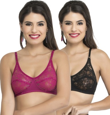 Docare Diamond Women Bralette Non Padded Bra(Purple, Black)