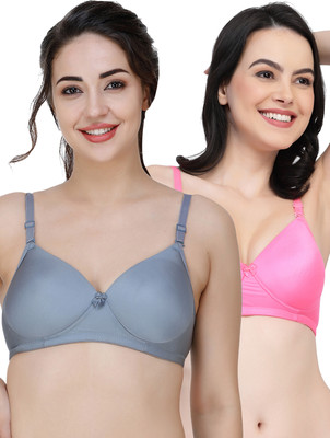 COLLEGE GIRL Hellopad ComboPO2 Women Everyday Lightly Padded Bra(Grey, Pink)