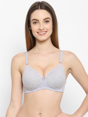 Floret Padded Full Coverage T-Shirt Bras Women T-Shirt Lightly Padded Bra(Grey)