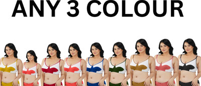 Kesar Lingeries Pack of 6 Women Full Coverage Non Padded Bra (Multicolor) Women Full Coverage Non Padded Bra(Light Blue, Grey, White, Black, Red, Purple)